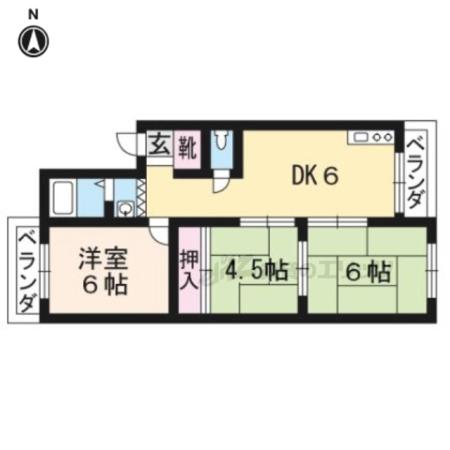 三栄ハイツ(3DK/3階)の間取り写真