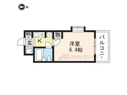 DETOM-1京大前(1K/2階)の間取り写真