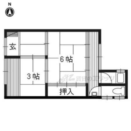 京都市東西線 石田駅(京都市営) 徒歩7分 1階建 築58年(2K)の間取り写真