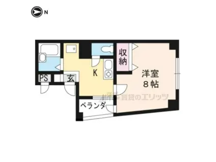 レイク中央(1K/3階)の間取り写真