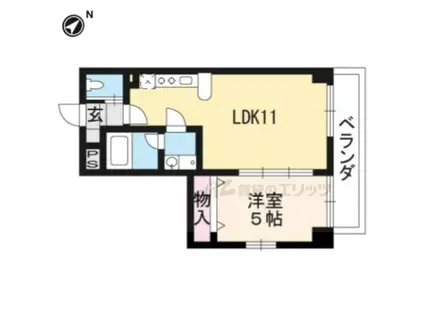 アール・ツー・コート(1LDK/6階)の間取り写真