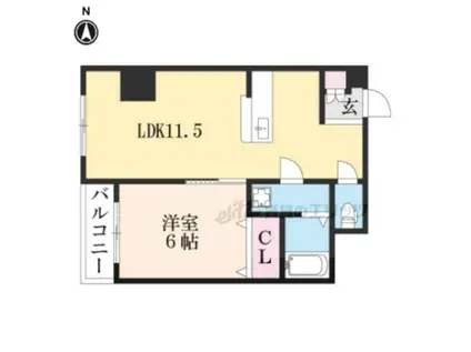 墨染コーポ(1LDK/5階)の間取り写真