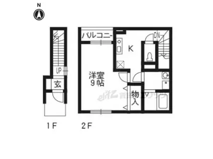 ユニフローラ(1K/2階)の間取り写真