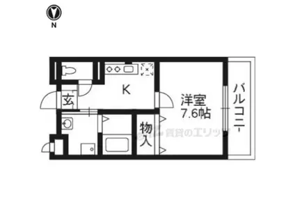 プラシードカーサ(1K/1階)の間取り写真