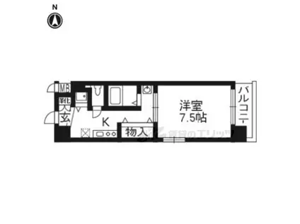 エヴァーステージ京都二条101(1K/1階)の間取り写真