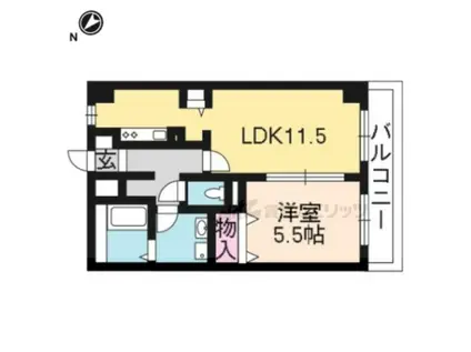 ベルヴィオウミ(1LDK/4階)の間取り写真