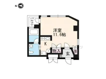 プライムコート北山通(ワンルーム/2階)の間取り写真