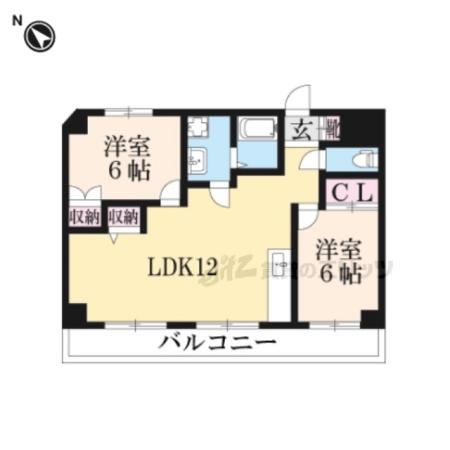 ソレイユ千(2LDK/4階)の間取り写真
