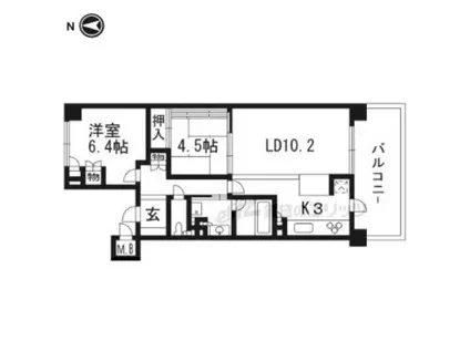御所西新町通パークホームズ(2LDK/4階)の間取り写真