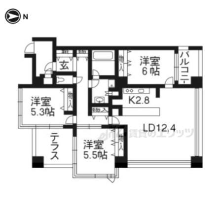 シンフォニー嵯峨嵐山(3LDK/2階)の間取り写真
