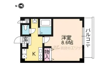 サニーハイツ(1K/2階)の間取り写真