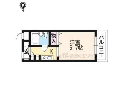 ハイライフ西ノ岡(ワンルーム/2階)の間取り写真