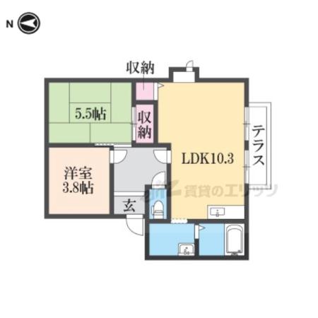 ハイツ光(2LDK/1階)の間取り写真