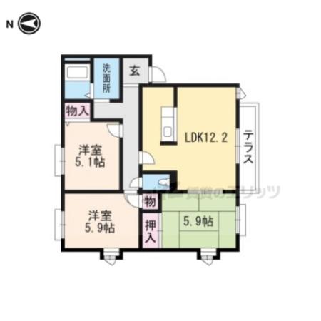 グランメール光(3LDK/1階)の間取り写真