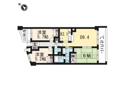 グランドメゾン修学院番館(3LDK/4階)の間取り写真