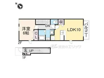 ヴィラブルーレイク(1LDK/2階)の間取り写真