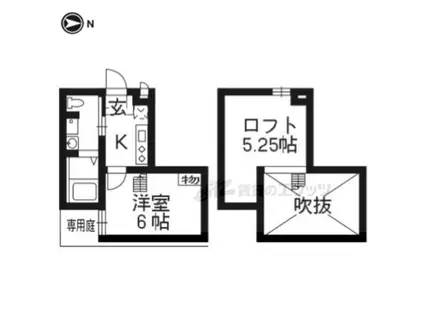 ウエスト9 MIRROR 1号館(1K/1階)の間取り写真