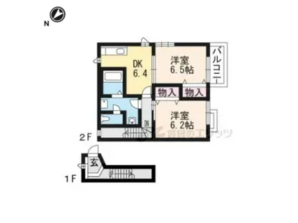 エメシャンブル(2DK/2階)の間取り写真