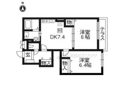 ベル プリムローズ(2DK/1階)の間取り写真