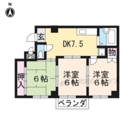 ミヤハイツ林田(3DK/3階)の間取り写真
