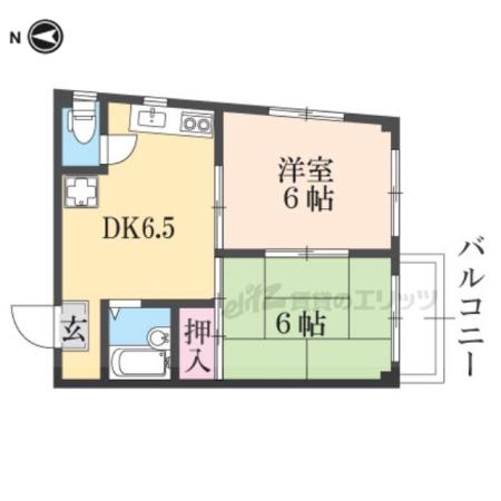 ミヤハイツ林田(2DK/2階)の間取り写真