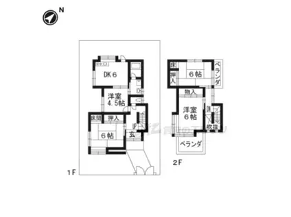 近鉄京都線 小倉駅(京都) 徒歩25分 2階建 築45年(4DK)の間取り写真