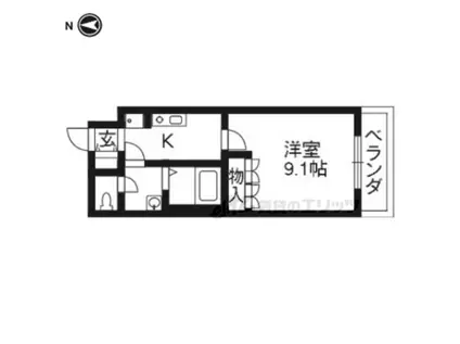 ヴェルダンディ(1K/1階)の間取り写真