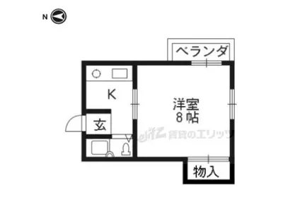 ジョイフルクズハ(1K/4階)の間取り写真