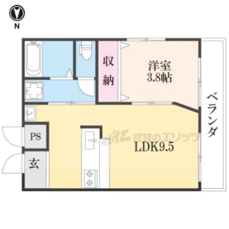 京都市烏丸線 北大路駅 バス乗車時間：9分 佛教大学前バス停で下車 徒歩5分 3階建 築26年(1LDK/1階)の間取り写真