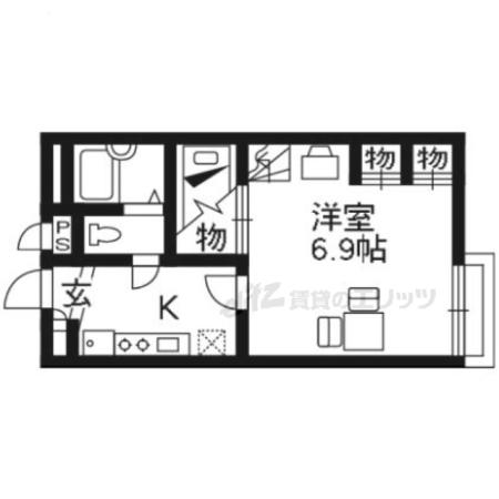 レオパレス潮騒(1K/1階)の間取り写真