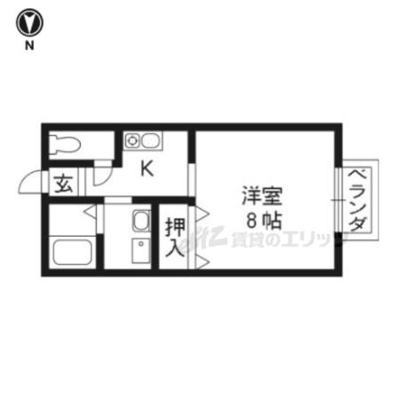 グリーンヒルカリム(1K/2階)の間取り写真