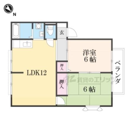 ハイツグリーンキャッスル A棟(2LDK/1階)の間取り写真