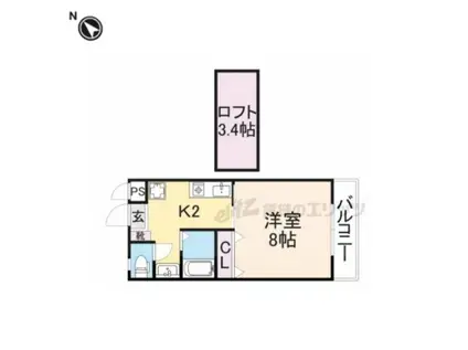 エクセラート瀬田(1K/3階)の間取り写真