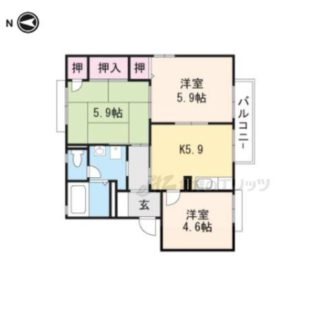 エクセレント桜ヶ丘E棟(3K/2階)の間取り写真