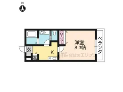 KEYS COURTⅠ(1K/2階)の間取り写真