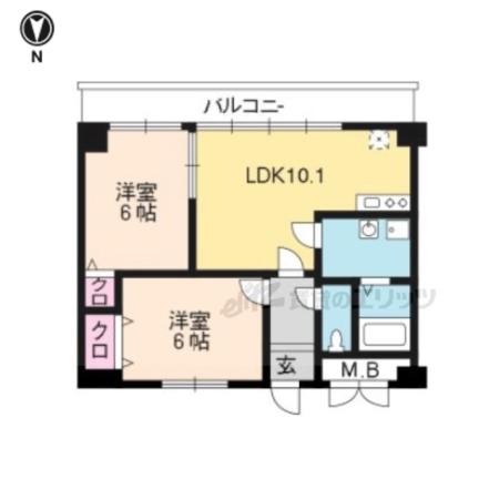 ディンプル阪本(2LDK/1階)の間取り写真