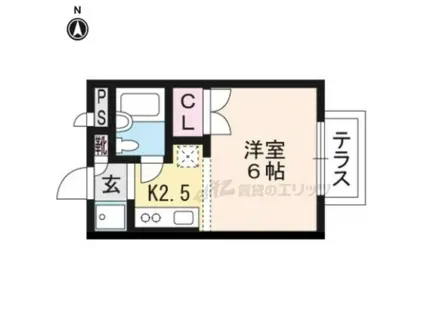ピア長等山C(1K/1階)の間取り写真