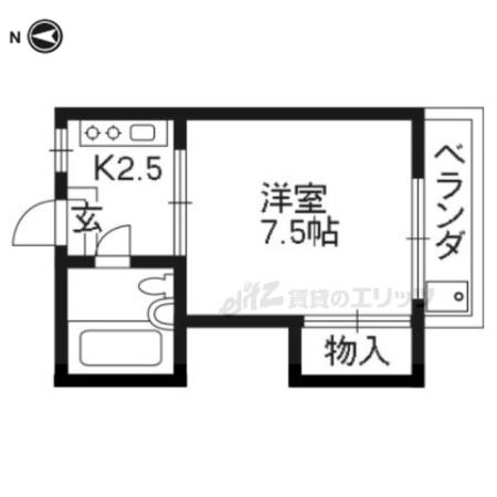 紫竹ドミール(1K/1階)の間取り写真