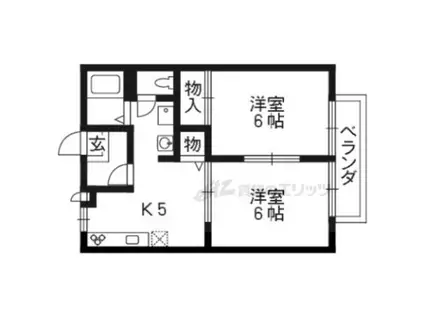 東海道本線 草津駅(滋賀) 徒歩7分 2階建 築24年(2DK/1階)の間取り写真