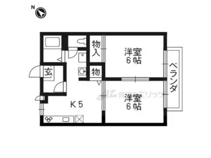 東海道本線 草津駅(滋賀) 徒歩7分 2階建 築24年(2DK/1階)の間取り写真