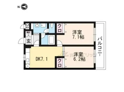 エンゼルプラザ大石(2DK/4階)の間取り写真