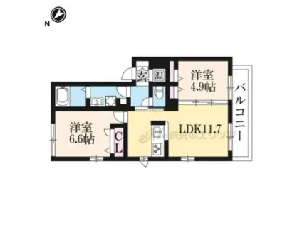 ベラシェーナA棟(2LDK/3階)の間取り写真