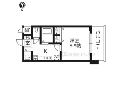 スワンズ京都五条大宮(1K/6階)の間取り写真