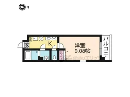 グランヒル下鴨(1K/5階)の間取り写真