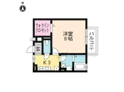 ウエスト SEVEN(1K/2階)の間取り写真