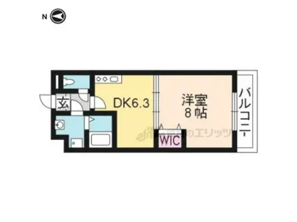 グランディール(1DK/2階)の間取り写真