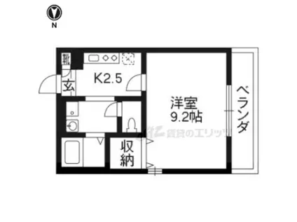 AMOUR一乗寺棟(1K/2階)の間取り写真