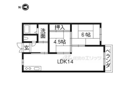 シャトー洗堰(2LDK/1階)の間取り写真