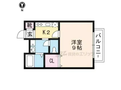 AMOUR一乗寺棟(1K/2階)の間取り写真