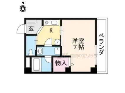 シェルブリュー西院(1K/2階)の間取り写真